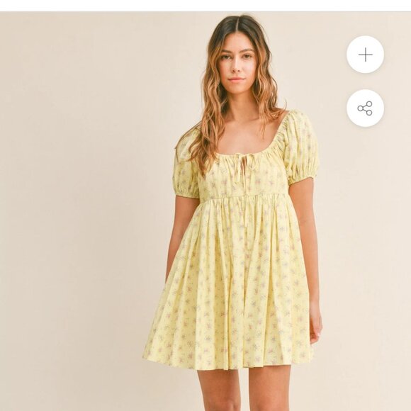 Mable Dresses & Skirts - *SOLD *Mable CASSIDY PEASANT MINI DRESS Size L Yellow
